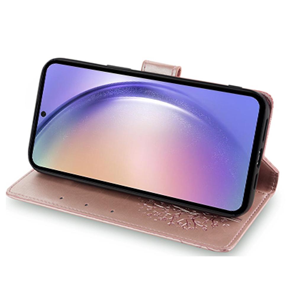 For Samsung Galaxy S23 Phone Case Imprinted Deer Tree Pattern 3 Card Slots Anti-drop Cover