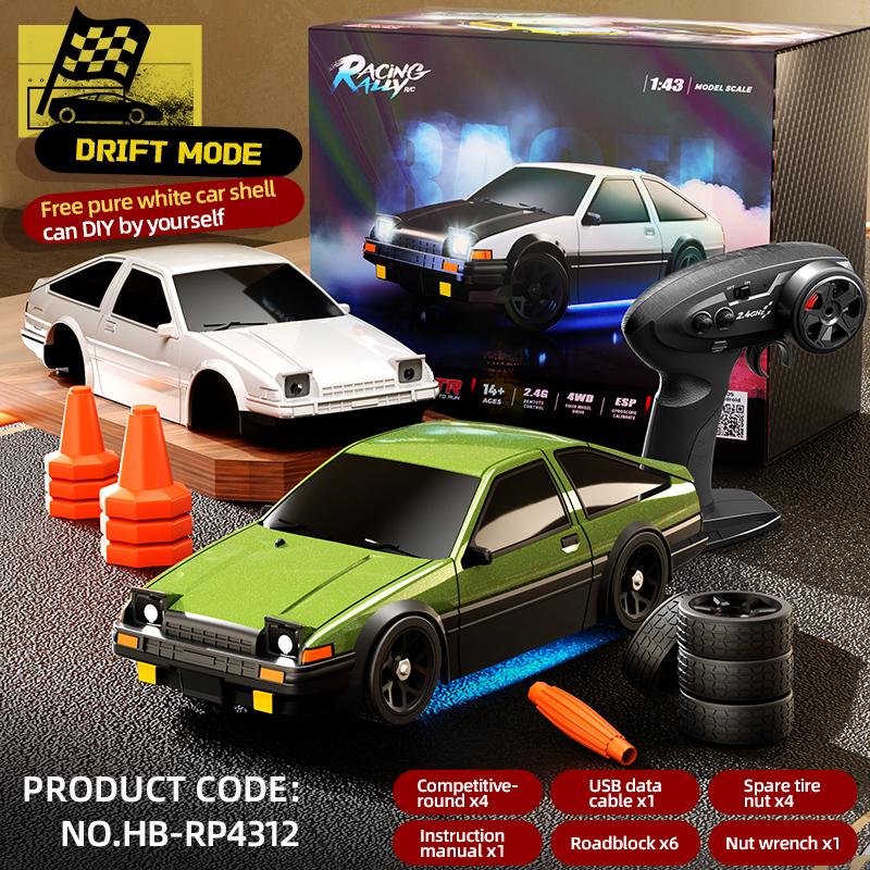 

HB-RP4301 1:43 4WD RC Drift Car High Speed Full Scale Racing Model With DIY Spare Body Shell Boys Gift Toy Remote Control Car