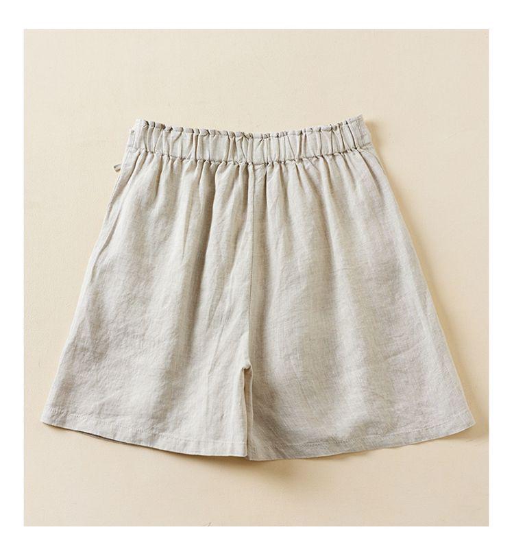 Plus Size Retro Solid Color Cotton Wide Leg Capris - Casual Linen Shorts for Women