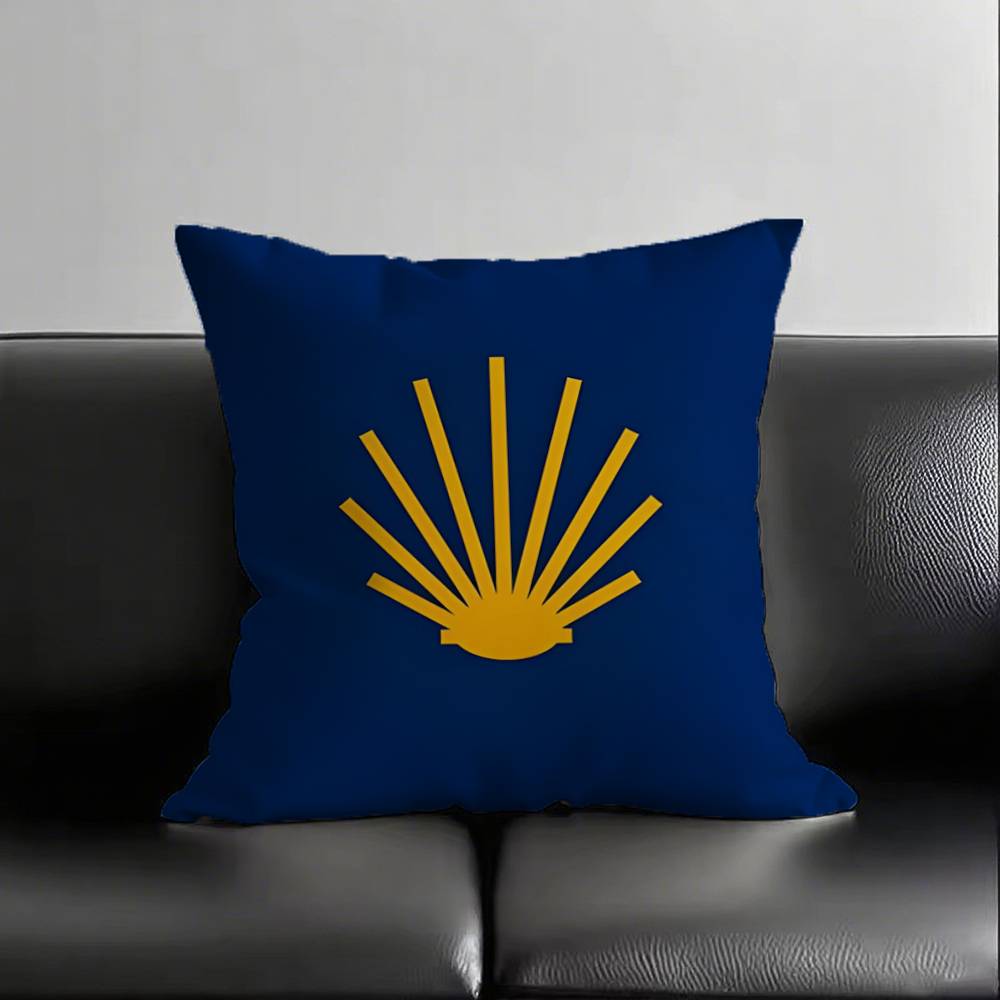 1pc Yellow Camino De Santiago Scallop Pillow Case Square Bedroom Sofa Leisure Comfort Cushion Car Living Room Home Decoration 16x16Inch