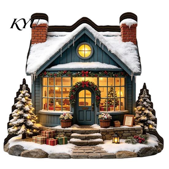 Forniture per Feste Stagionali Ornamento Casa Luminosa di Natale, Decorazione da Tavolo in Legno a LED per Ornamenti Artigianali Fai-da-te, Esposizione Villaggio Festivo, Illumina Festivo