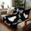 Lace Bow Ghost Bat Anime Cartoon Flannel Blanket Soft Warm Throw for Bedroom Sofa Car Kids Holiday Gift