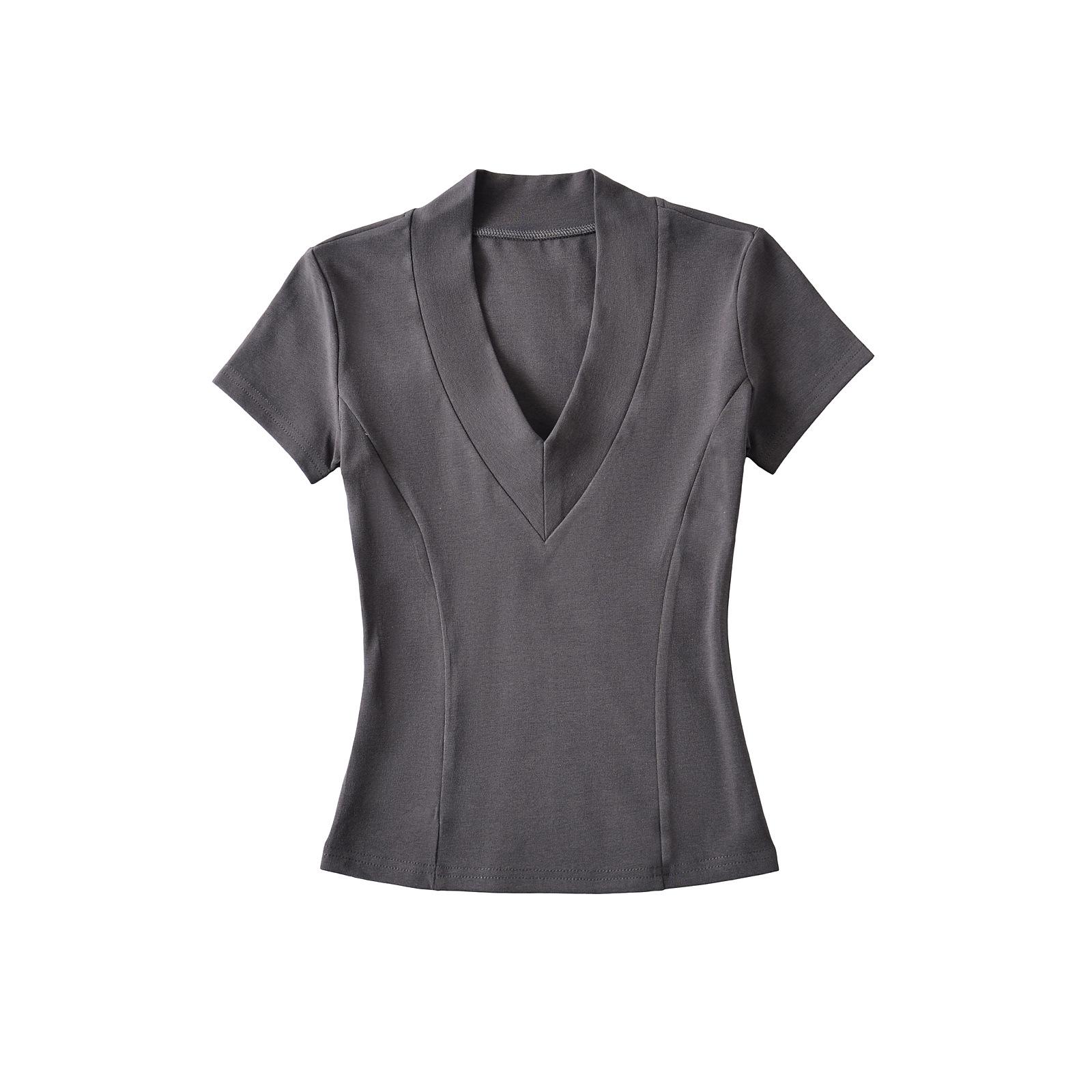 

2025 Spring/Summer American Hot Girl Deep V-Neck Slimming Top Small темно-серого