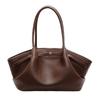 Elegant Pure Color Shoulder Bag With Stitching Details And Polyester Lining For Casual Outings