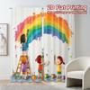 Set Of 2 Flat Printing Curtains Without Rod Rainbow Creators Chic Curtain Fabric Polyester Room Decor Suitable