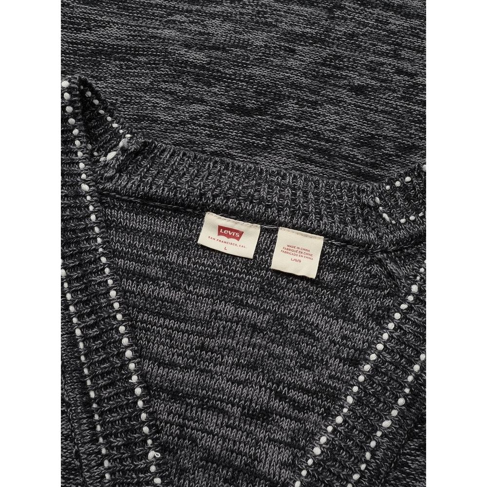 Levis Simple Comfortable Versatile Warm Embroidered Knitted V-Neck Long Sleeve Sweater Men Sweater Black 003TI-0000
