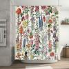 Botanical Flower Shower Curtain Vintage Floral Pattern Bathroom Decor Nature Art Washable Fabric Backdrop