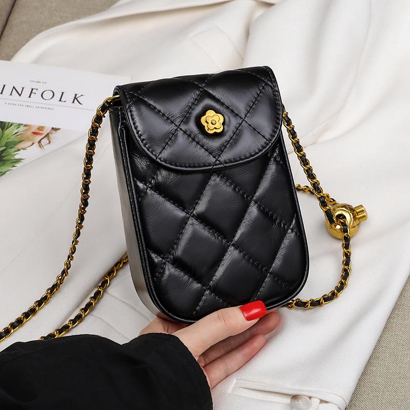 Ny Allsidig Crossbody High-end Lett Luksus Kjede Mobiltelefon Mini Veske Ekte Skinn Dameveske