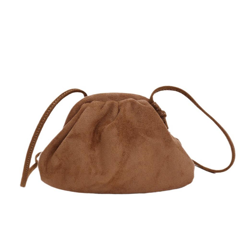 2025 Autumn Suede Cloud Bags Pleated Shoulder Crossbody Bags Luxury Vintage Tote Bags For Travel Commuting Dumpling Handbags