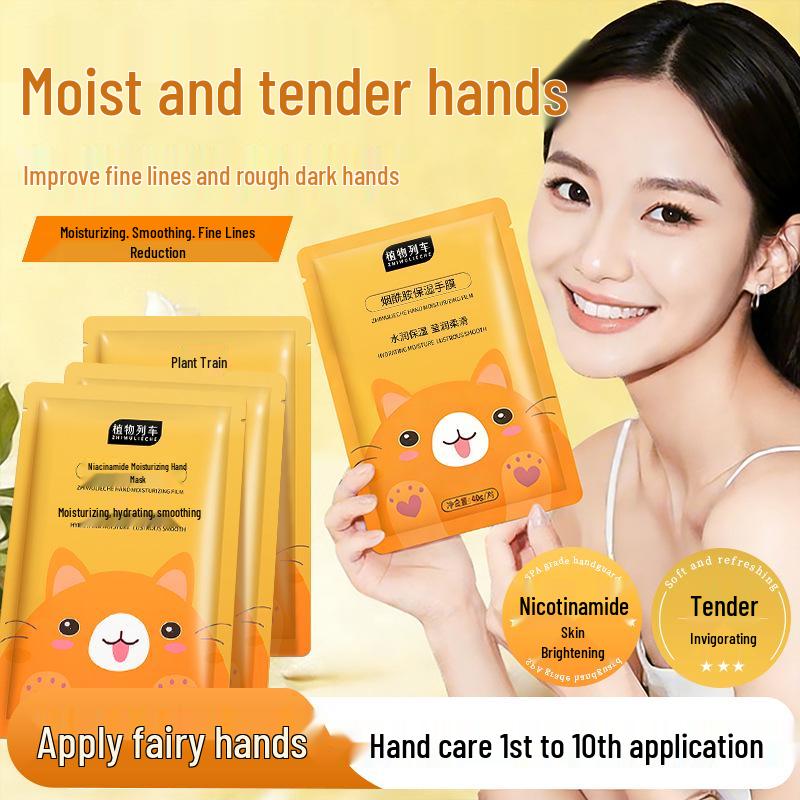 Salonspezifisches Hand- und Fußmasken-Duo: Niacinamid-Handmaske zur Pflege; Feuchtigkeitsspendende Fußmaske; Handmaske mit Katzenpfotenmotiv zur Pflege.