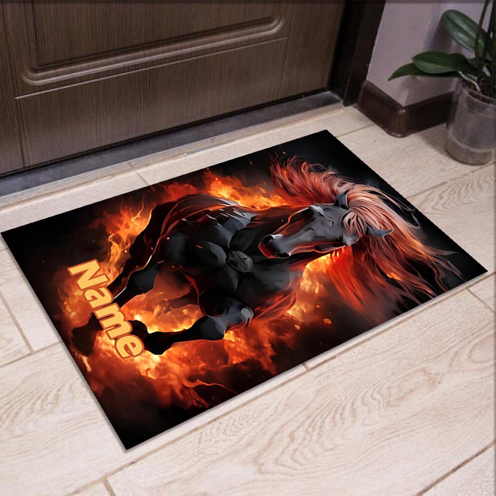 Custom Name Horse Printed Carpet,Rug for Office Chair Living Room Bedroom Kitchen Room Decor Gifts.