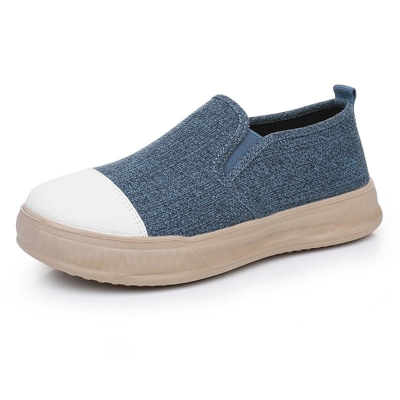 

Тканевые туфли женские однопедальные ленивые парусиновые туфли для среднего и пожилого возраста на плоской подошве модные повседневные туфли 41 синий