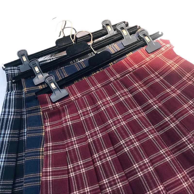 JK Plaid Pleated A-Line Skirt - High Waist, Slim Fit, Anti-Exposure, Spring & Autumn Korean Style