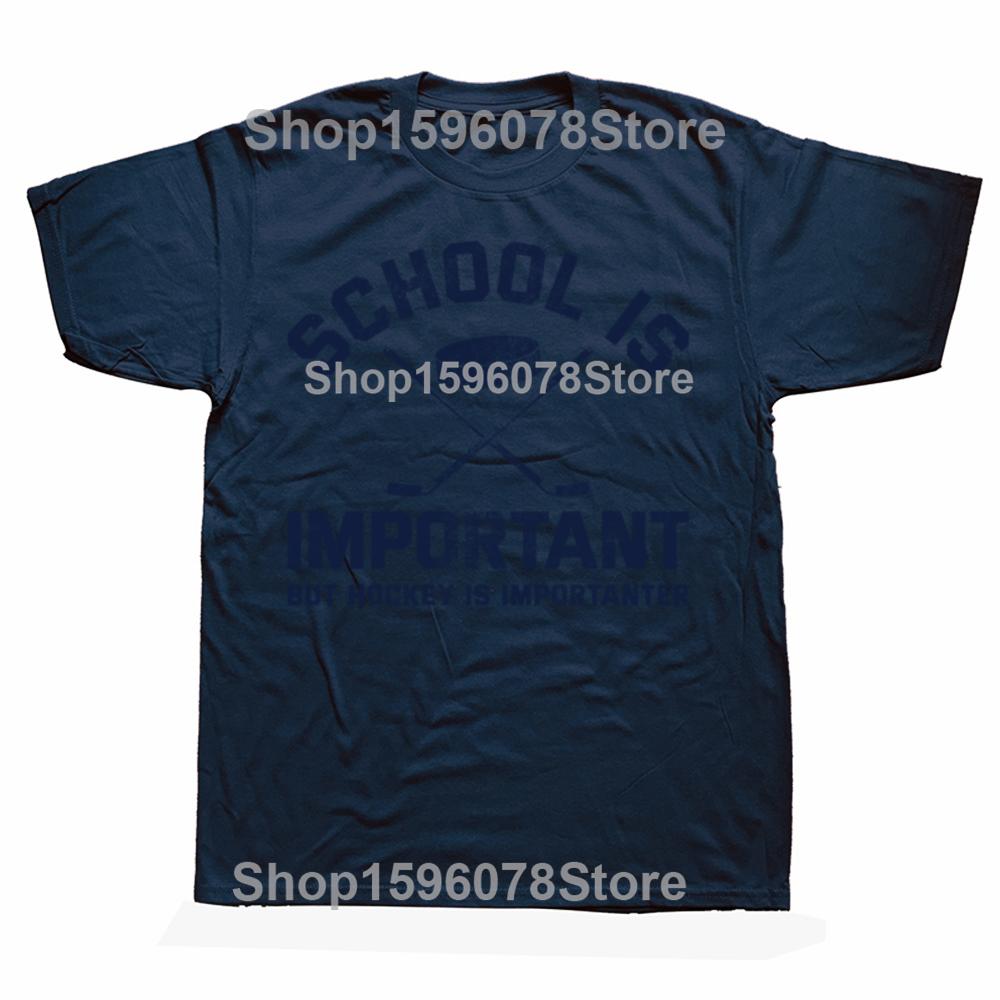 School is Important But Hockey is Importanter Tshirt Funny Sports Tee Tops Round Neck ShortSleeve Tshirt Casual Basic Tshirts