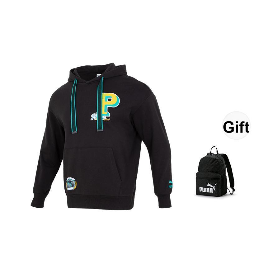Puma Felpa Unisex Casual a Manica Lunga con Cappuccio e Coulisse, Stampa Lettere, Stile Vintage Americano, Nera 625801-01
