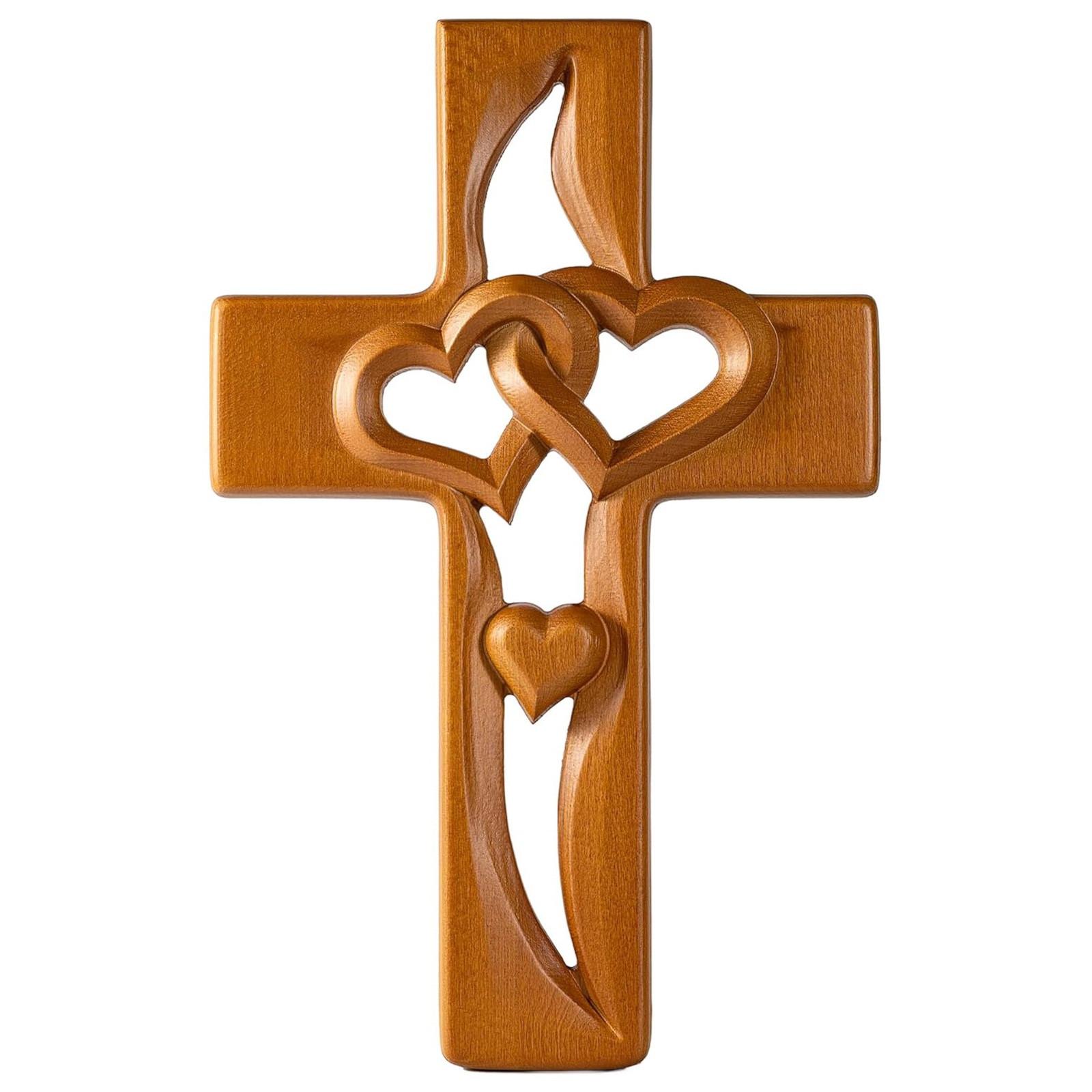 

Marriage Cross For Wall Love Wall Decor, Handmade Wooden Intertwined Heart Wall Cross For Wedding Valentine Christmas Gift One Size