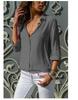 Long Sleeve Women's Deep V Button Chiffon Shirt Slim Fit Celebrity Style Inside Temperament Commuter