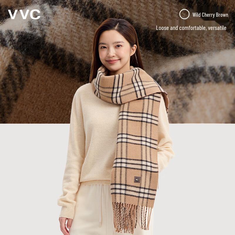 VVC Retro Style Plaid Knitted Warm Shawl Scarf