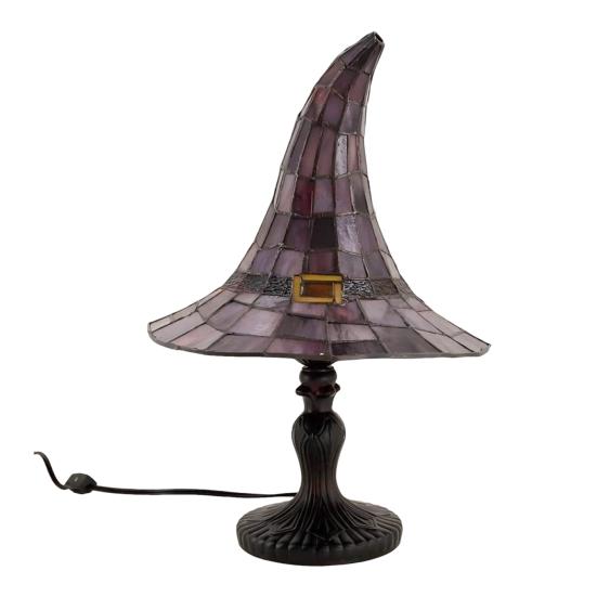 Stained Glass Witch Hat Lamp USB Powered Night Light Handcrafted Resin Stained Glass S