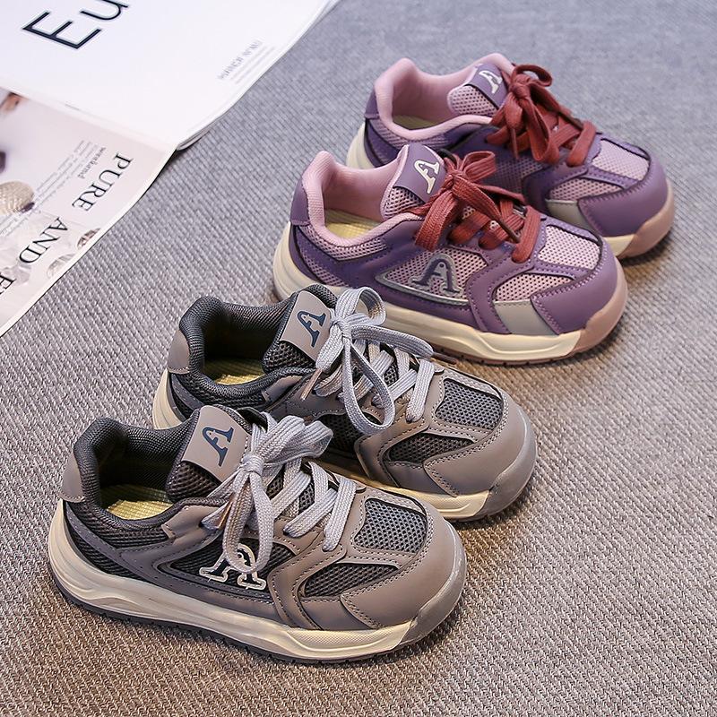 Girls' Shoes 2025 Summer New Children's Mesh Breathable Sports Shoes Medium and Older Children's Girls Soft-soled Dad Shoes