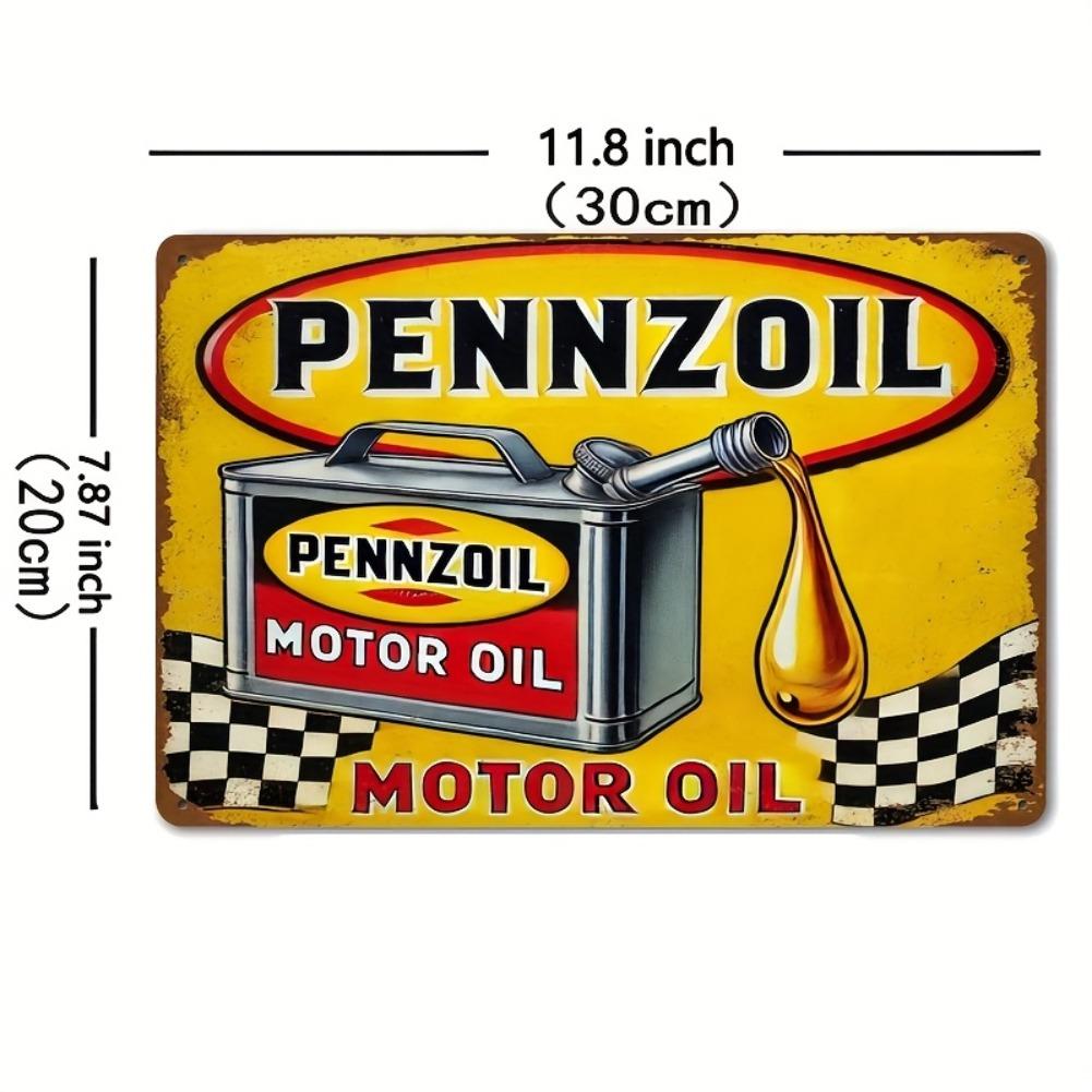 Vintage Pennzoil Motor Oil Metal Tin Sign  8x12  Durable Retro Wall Art with Classic Design Easy to Hang 20x30cm（7.8x11.8inch）