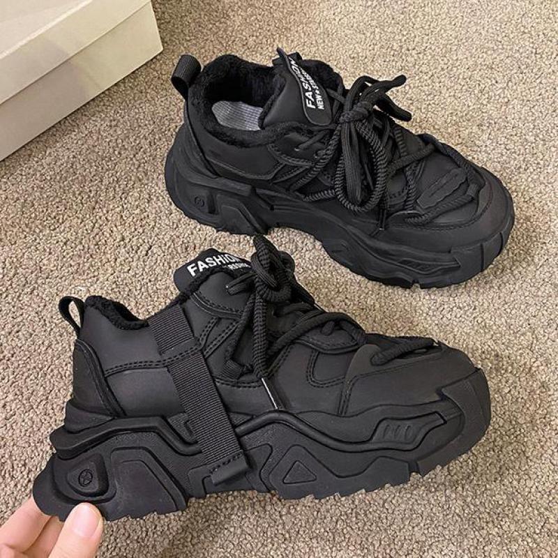 Leather Brown Platform Sneakers Women Winter Sports Shoes Woman Slip On Casual 2025 Thick Sole Outdoors Walking Shoes