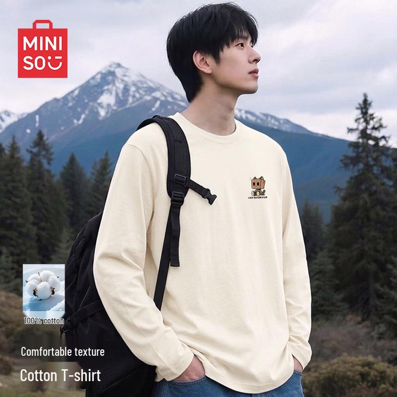 MINISO Men's Crew Neck Long Sleeve T-Shirt