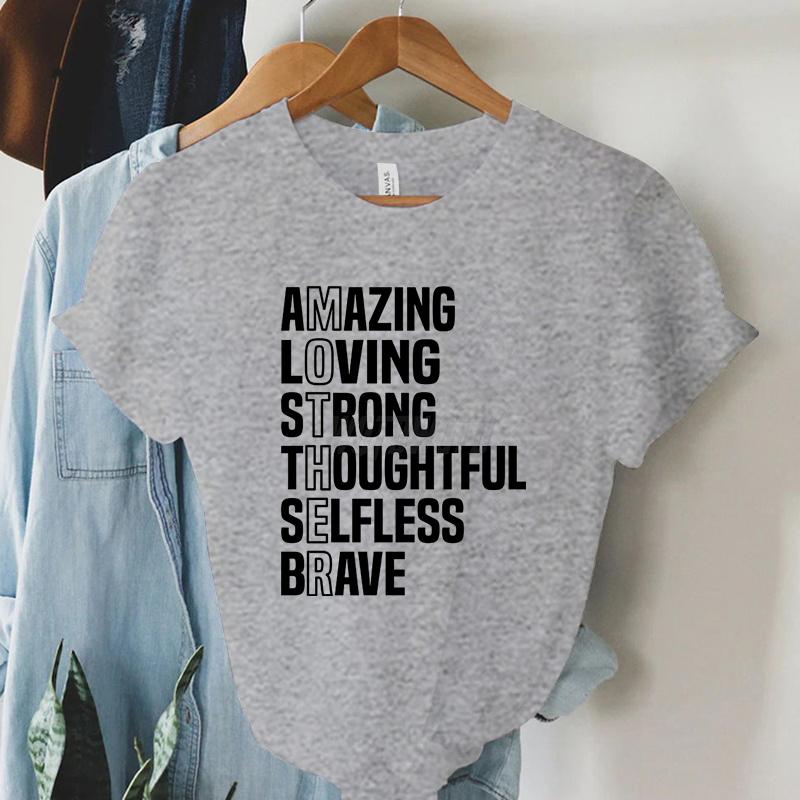Mother Inspirational Quote Graphic T Shirts Gift for Mom Short Sleeve Tee Mom Life Tee Shirt Letter Print Mother’s Day T-shirts