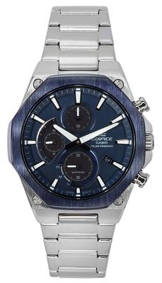 Reloj para hombre Edifice analógico de línea delgada con cronógrafo de cristal de zafiro y esfera azul Solar EFS-S570DB-2A 100M