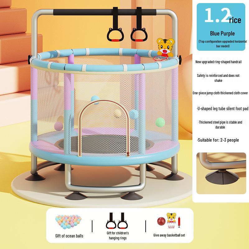 Children's Indoor Trampoline & Swing Set with Anti-Tip Safety Bar