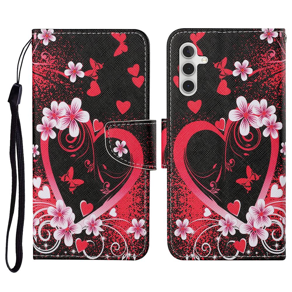 Phone Case For Samsung Galaxy S26 / S26 Pro Pattern Printing Protective Leather Folio Phone Cover with Wrist Strap