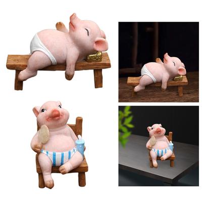 Miniature Pig Figurine Pig Garden Statue Small Pig Sculpture Realistic Pig Decor for Farm Nursery Room Bedroom Yard Decoration