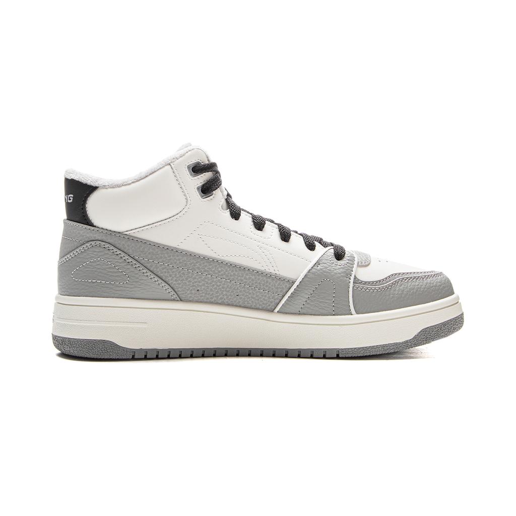 Li Ning Tianji HI Slip Resistant Cushioning Abrasion Resistant Mid top Skateboard Shoes Men's White Gray AGCV339-6