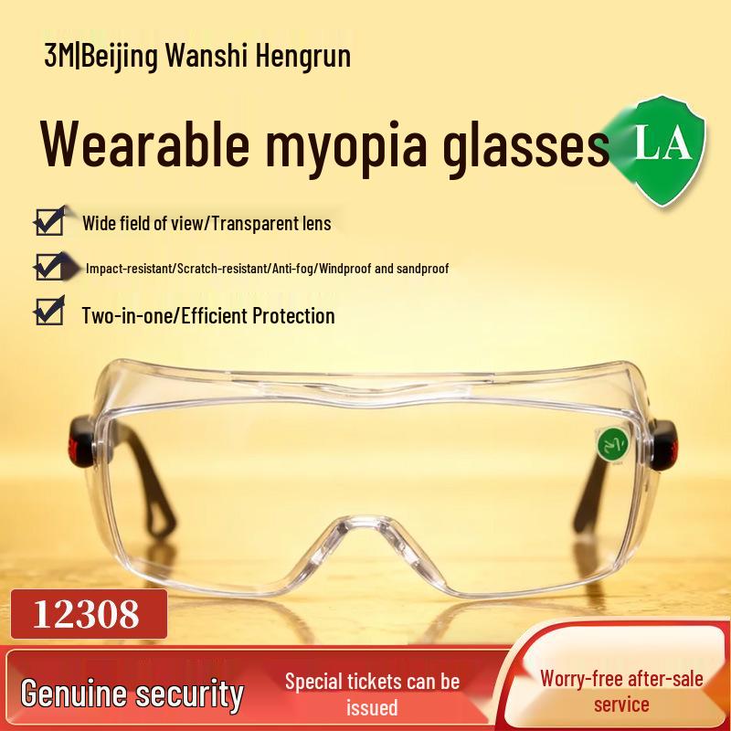 

3M Anti-Fog Anti-Scratch Impact-Resistant Protective Goggles 12308 - Compatible with Prescription Glasses