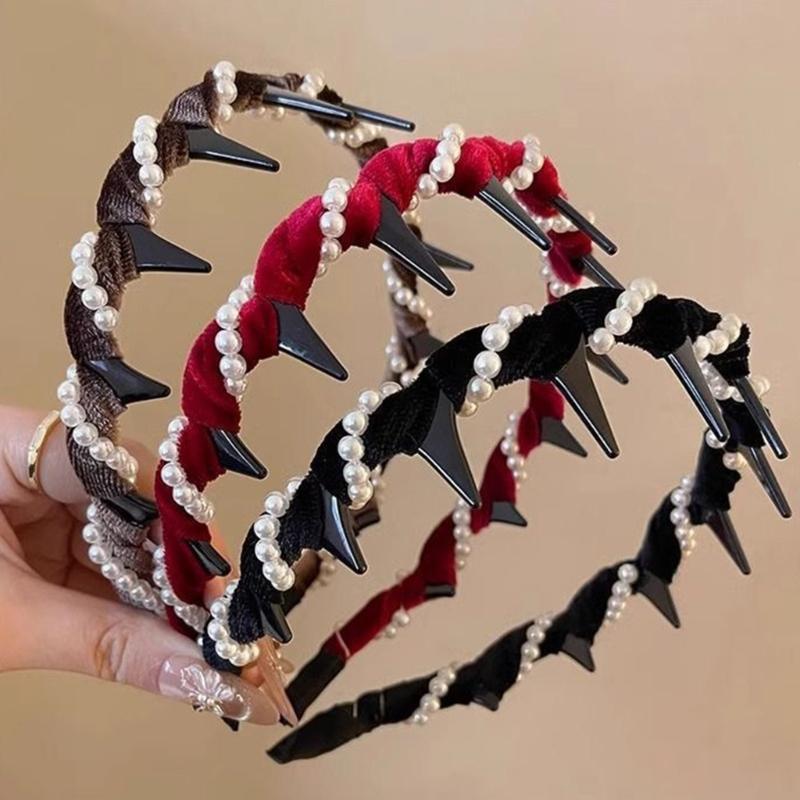 Velvets Artificial Crystals Waving Headbands Sparkling Rhinestones Hair Accessory For Women Elegant Party Wedding Daily Use