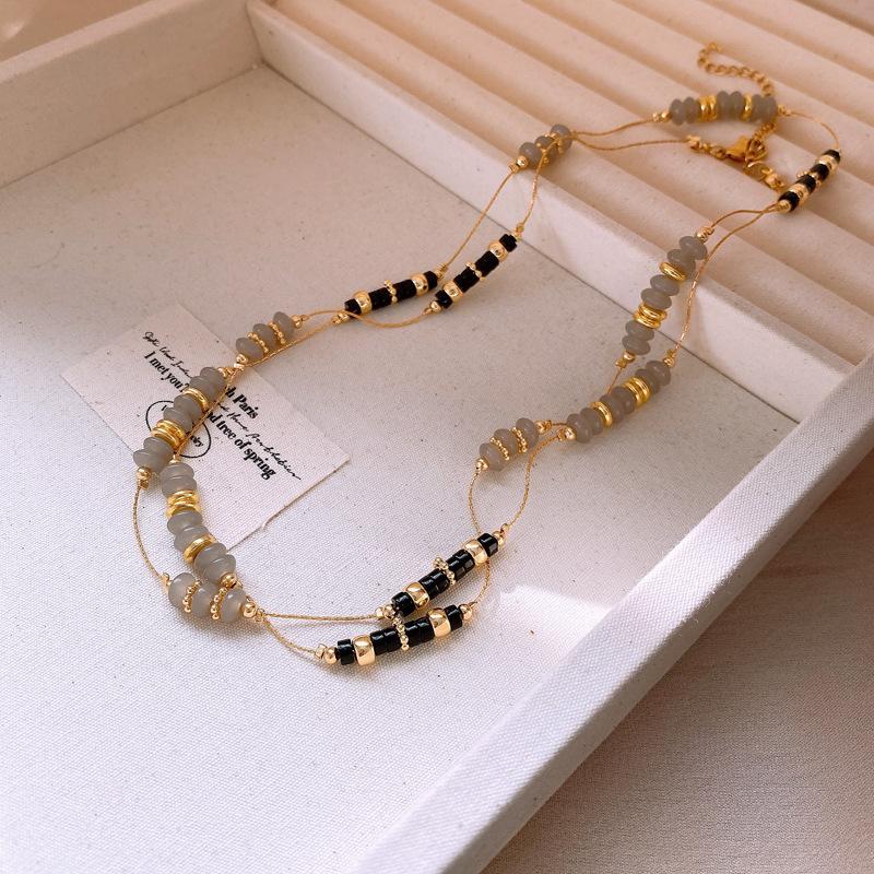 Bohemian vacation wind beaded necklace light luxury personality collarbone chain necklace