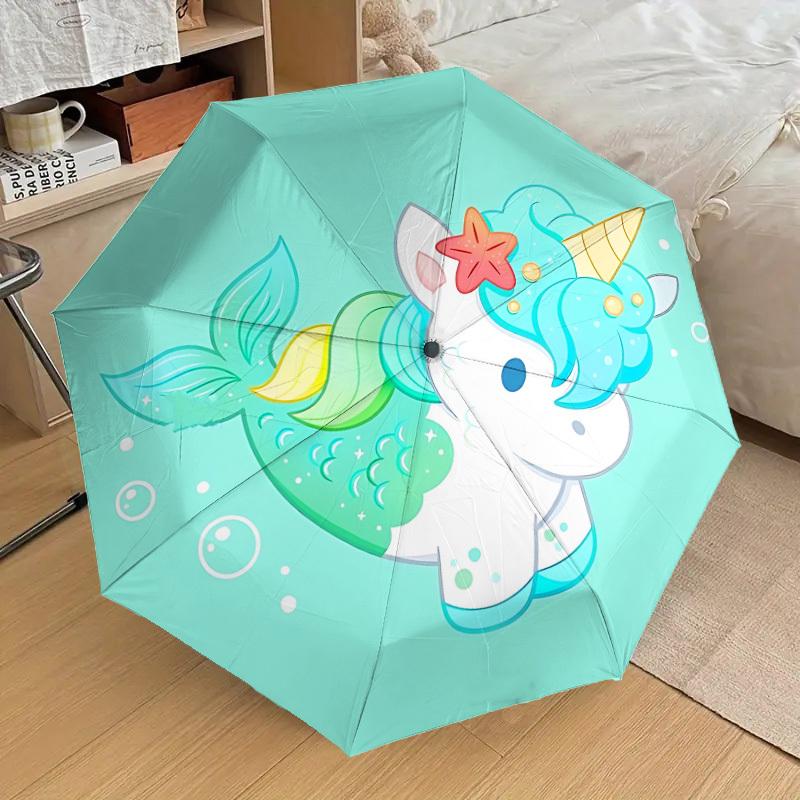 1pc Mermaid Unicorn Automatic Open/Close Umbrella, Folding Compact Umbrella with Lightweight Design for Women/Men yy251011050