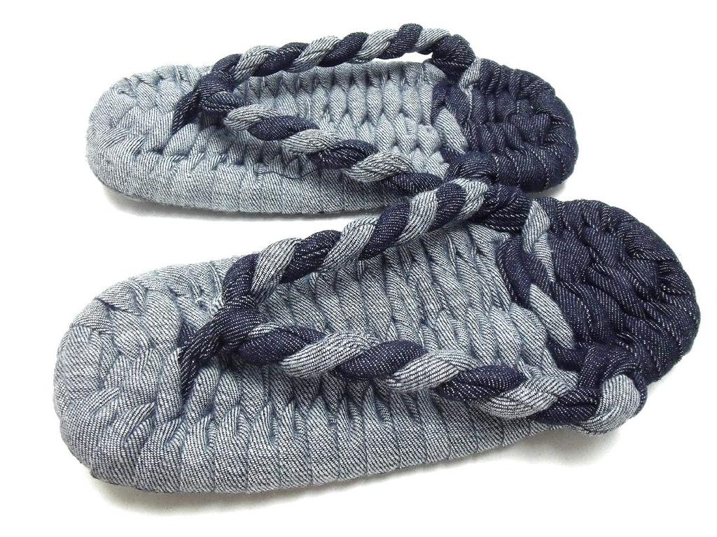 cloth sandals in navy blue denim 20cm Elastic-lined (DENI-2)
