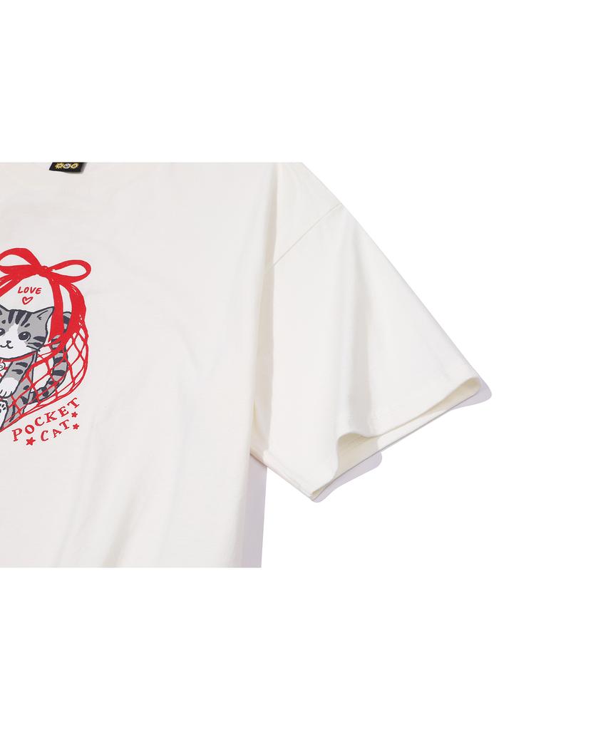 CPGN STUDIO Pocket Love Cat Short Sleeve Tee Cream