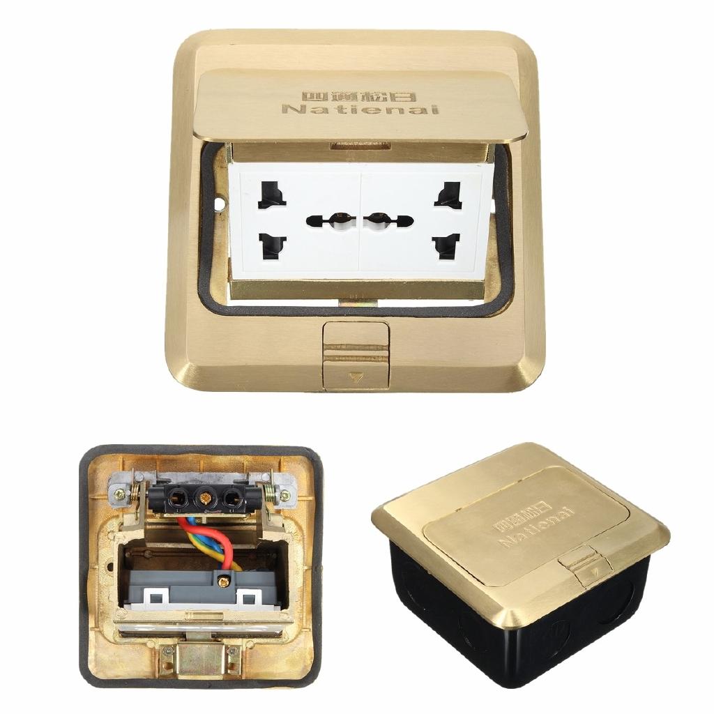 Universal 250V Floor Ground Outlet Socket 6 Prong Receptacle For Kitchen Office Home Outlet