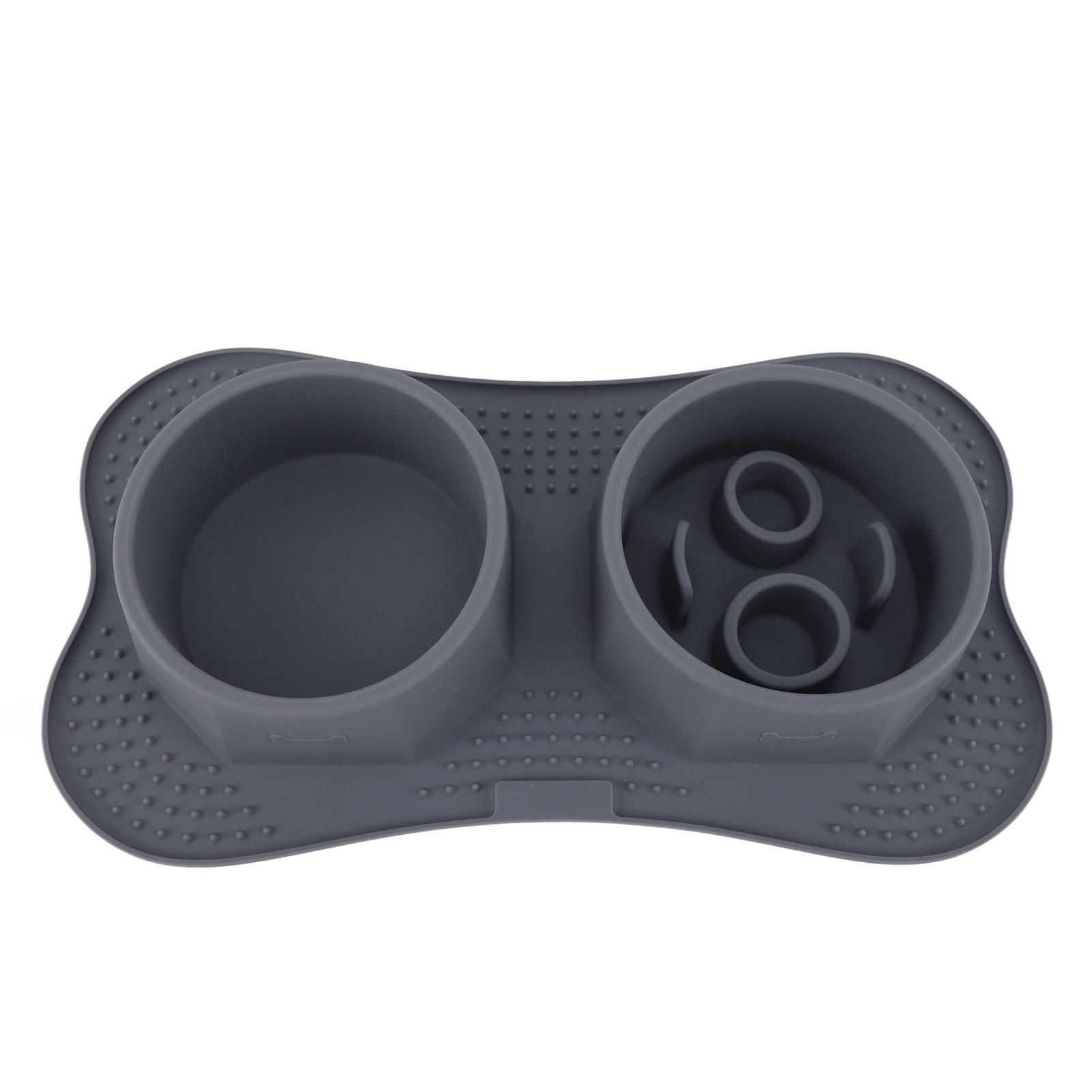 

Silicone Double Pet Bowls Pet Food Water Bowls Dual Pet Feeder Bowls with Non Spill Mat for Dogs Cats Type 1