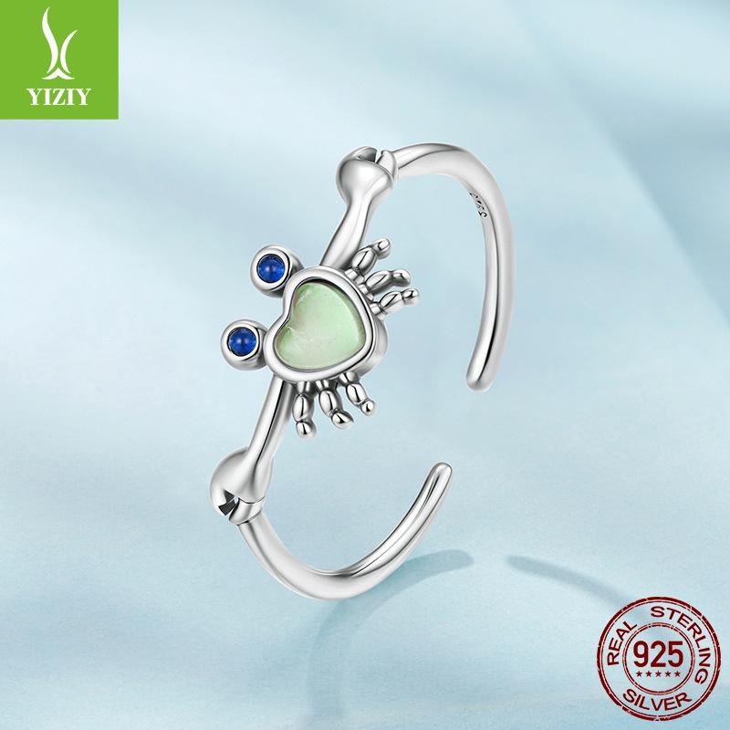 

Cross-Border Ins Wind Ocean Jewelry Women S S925 Sterling Silver Cute Little Crab Open Ring Direct Sales Opening adjustable