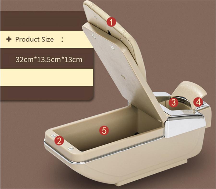 High Quality Universal Car Central Container Armrest Box + Texture Arm Pad PU Leather Auto Car-styling Central Store Content Box Accessories