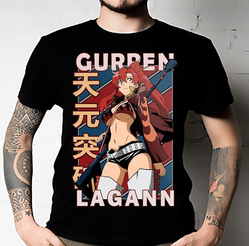 Yoko Littner Tengen Toppa Gurren Lagann Blue Red Retro Design Classic T-Shirt S разноцветный