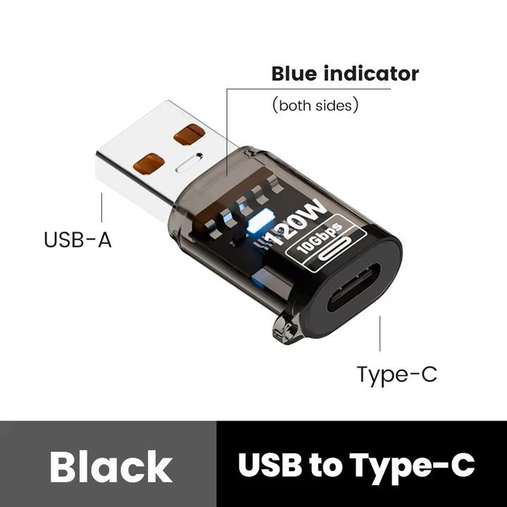 120W Type C to USB A OTG adapter, USB3.2 to Type C female adapter, suitable for iPhone 15, 16, Macbook, iPad, supports fast char