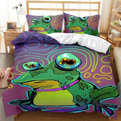 Frog Comforter Cover Tropical Nature Theme Bedding Set 3D Animal Duvet Cover for Kids Boys Soft Polyester Quilt Cover Queen Size