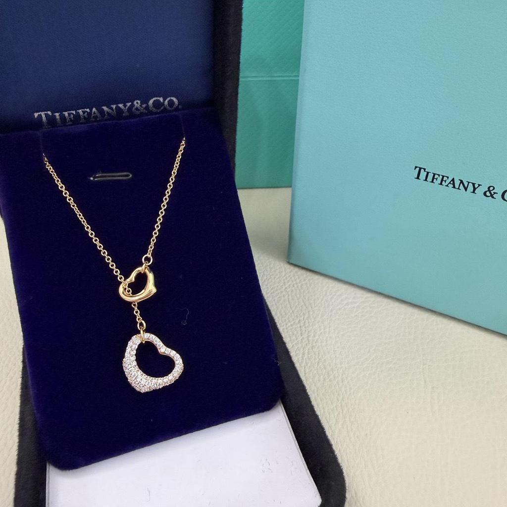 Collar con Colgante de Corazón de Plata de Ley 925 para Mujer Familia T con Diamantes y Esmalte, Cadena Clavicular Azul Clásico, Colgante para Mejor Amiga