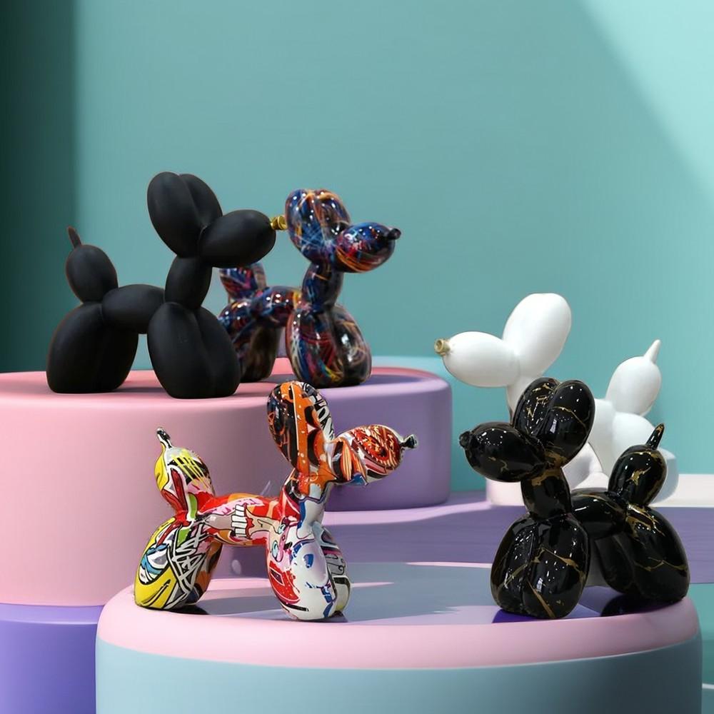 Vilead Scultura Cane Palloncino Graffiti Figure Cane Bianco Nero Decorazione Moderna Stanza Rosa Camera da Letto Tavolo Soggiorno Bagno
