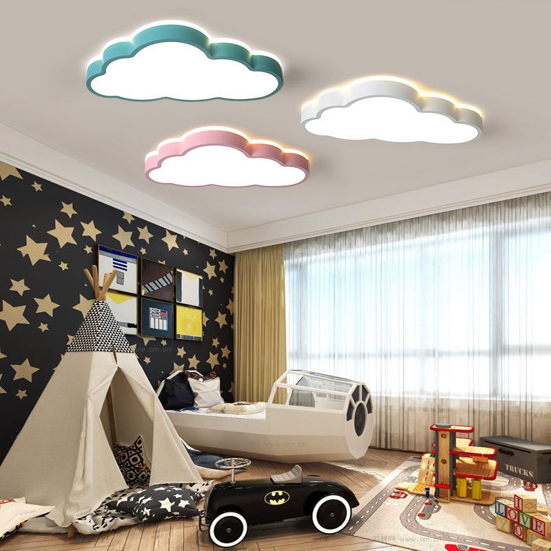 Dimmable LED Ceiling Lamp - Wrought Iron Cloud Design for Kids' Room