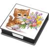 PU Animals Gem Painting Memo Pad Holder Mosaic Kit Flowers Rhinestones Post It Dispenser Animals & Flowers for Home Office